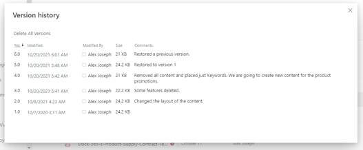 restore previous version of sharepoint library
